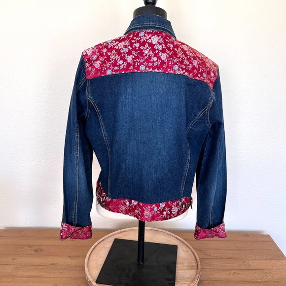 Y2K Jean Jacket - Satin Embellished - Size Large - Gypsy Jeans - Picture 10 of 11